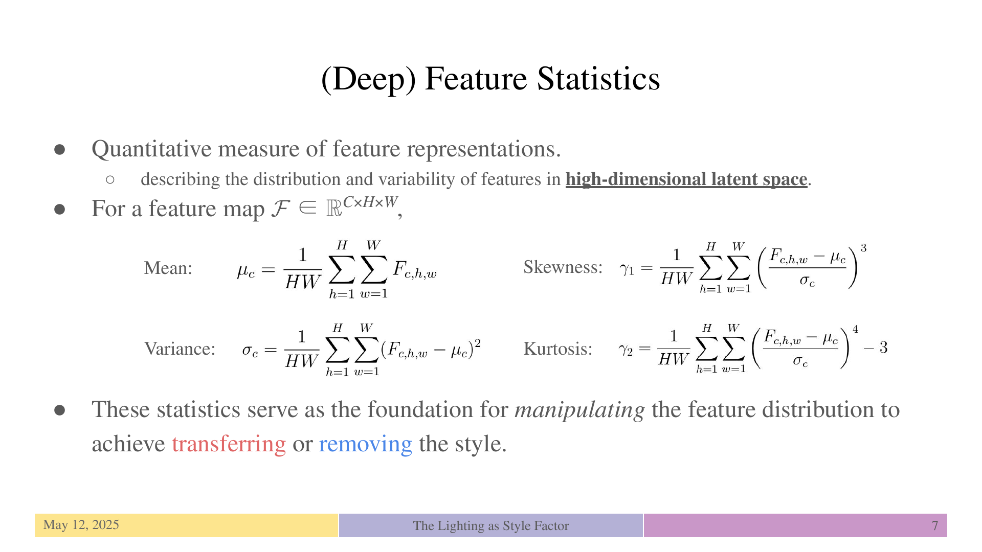 Slide 7: (Deep) Feature Statistics