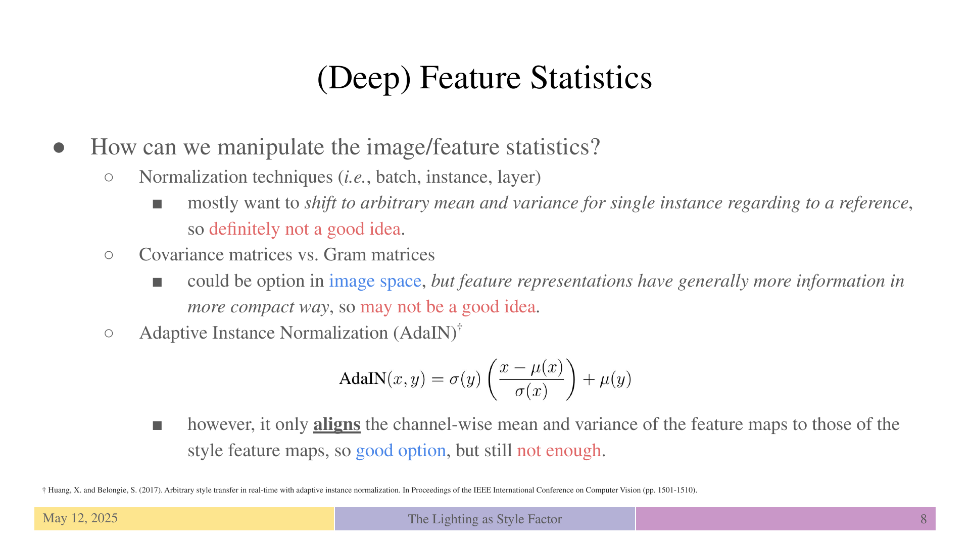 Slide 8: (Deep) Feature Statistics