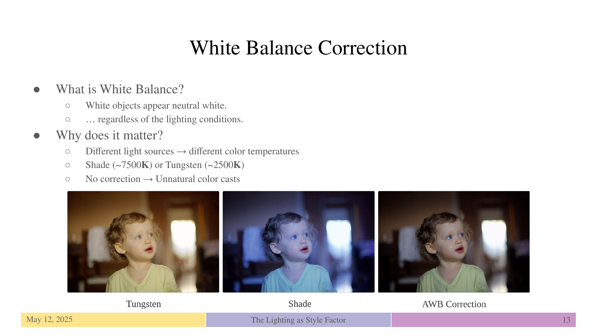 Slide 13: White Balance Correction