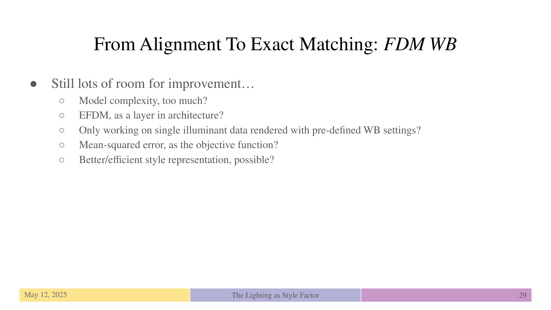 Slide 29: From Alignment To Exact Matching: FDM WB