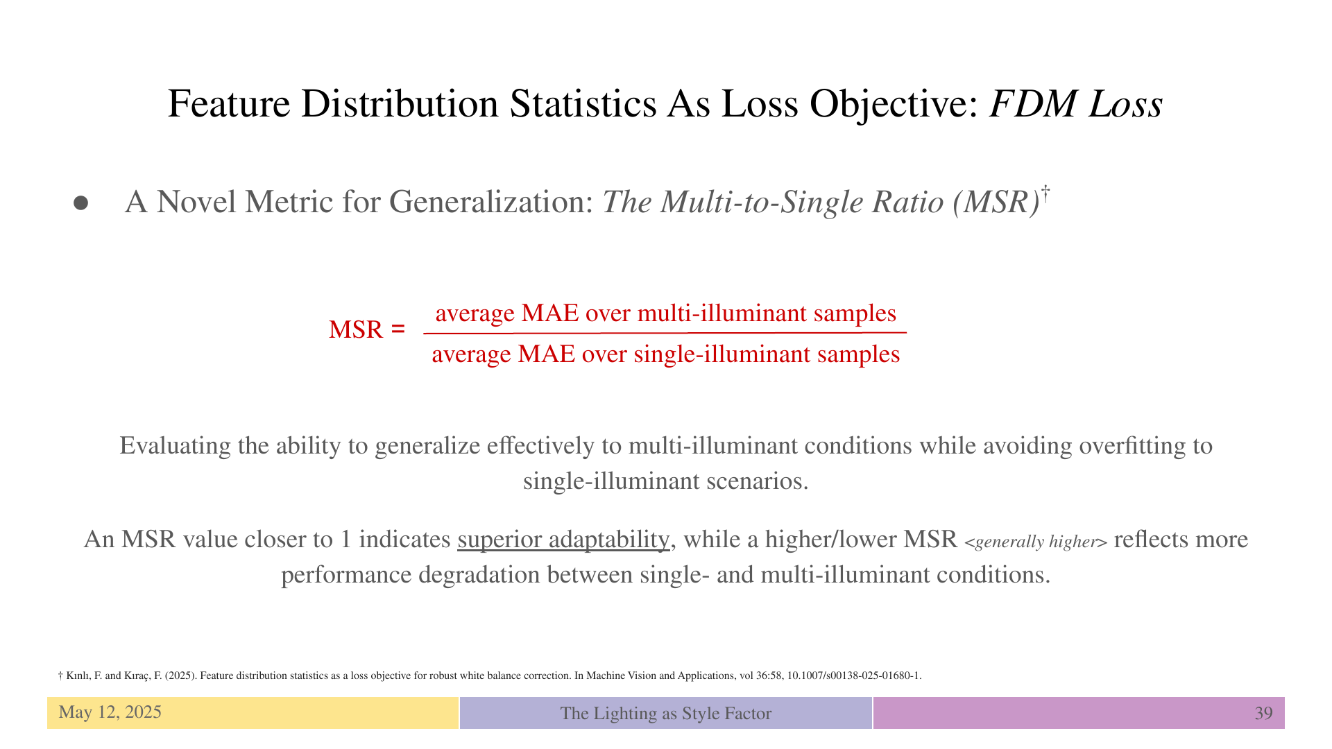 Slide 39: Feature Distribution Statistics As Loss Objective: FDM Loss